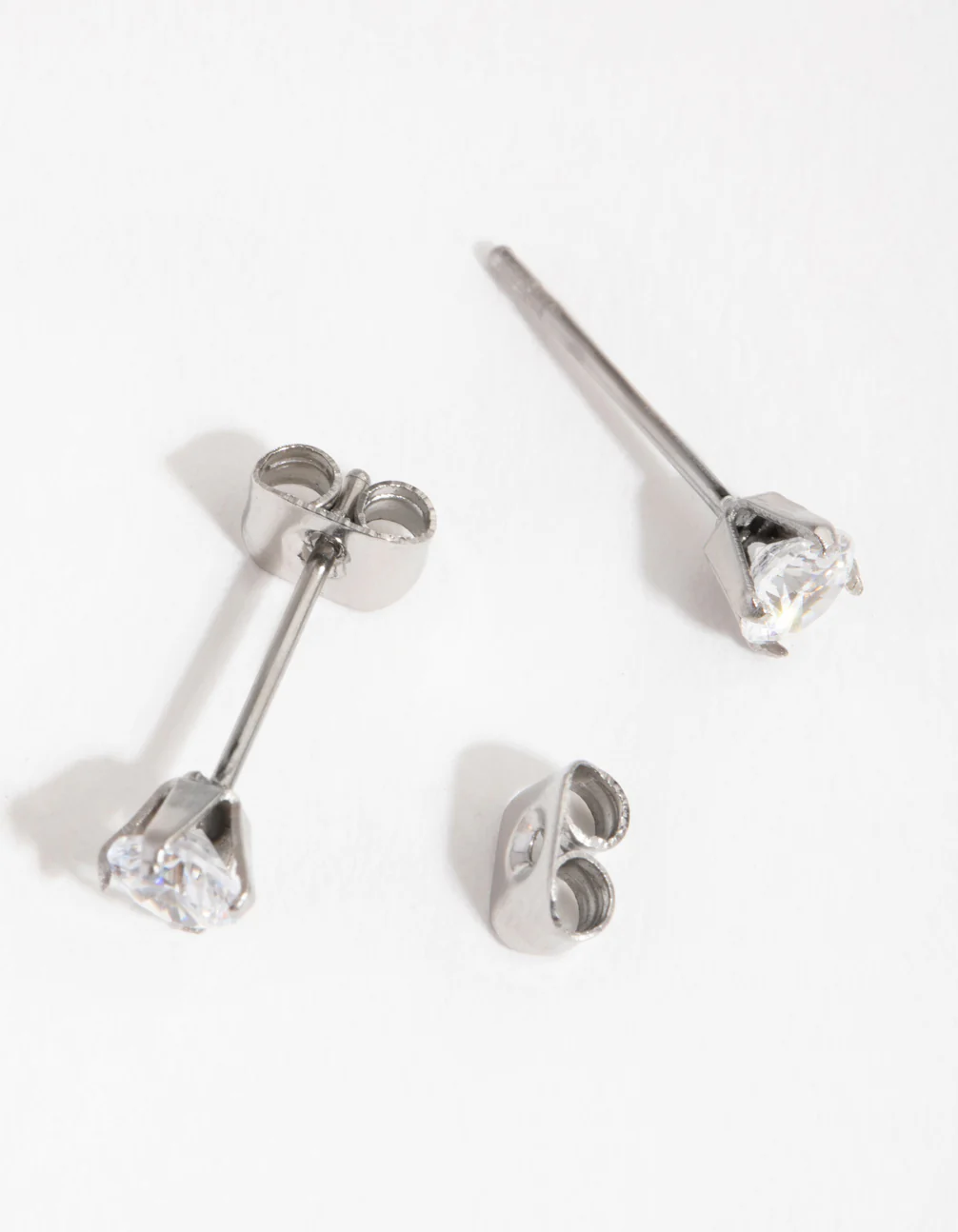 Titanium Round Cubic Zirconia Stud Earrings - Image 3