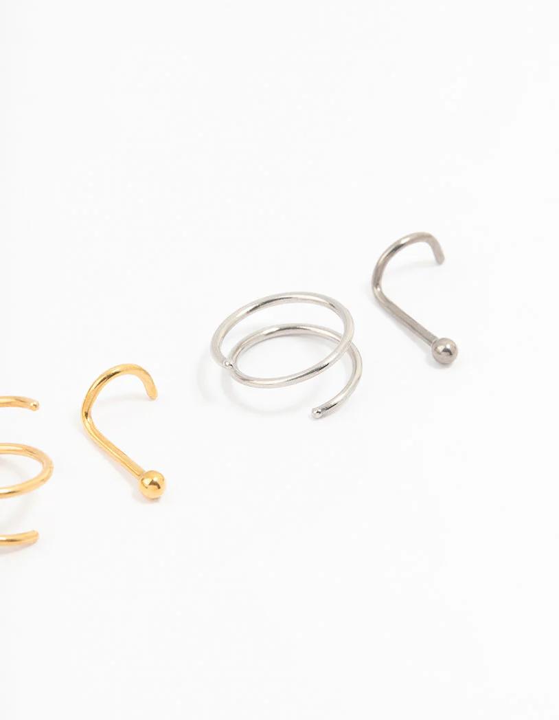 Titanium Spiral Mixed Nose Piercings 6-Pack - Image 2