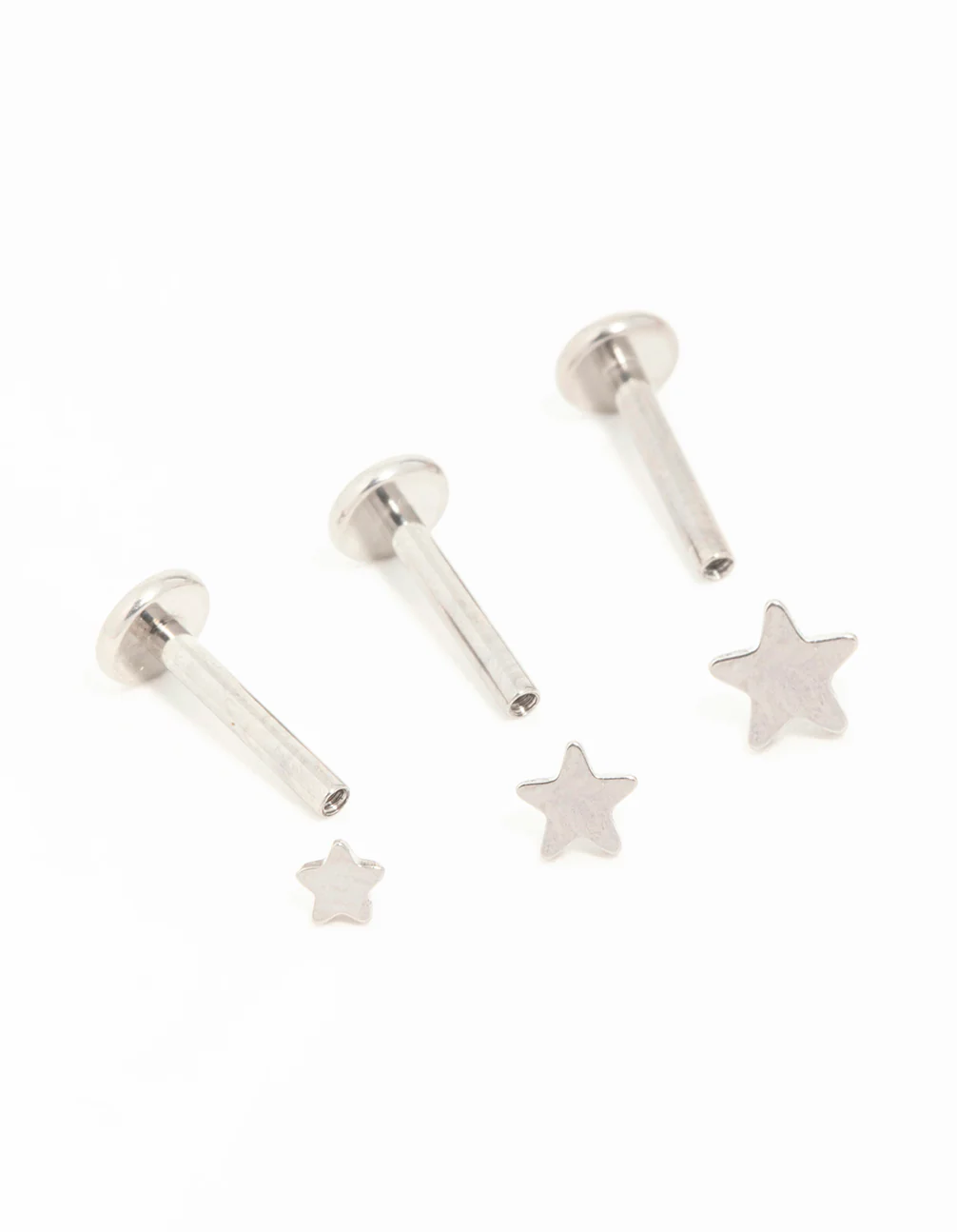 Titanium Star & Plain Flat Back Studs 3-Pack - Image 2