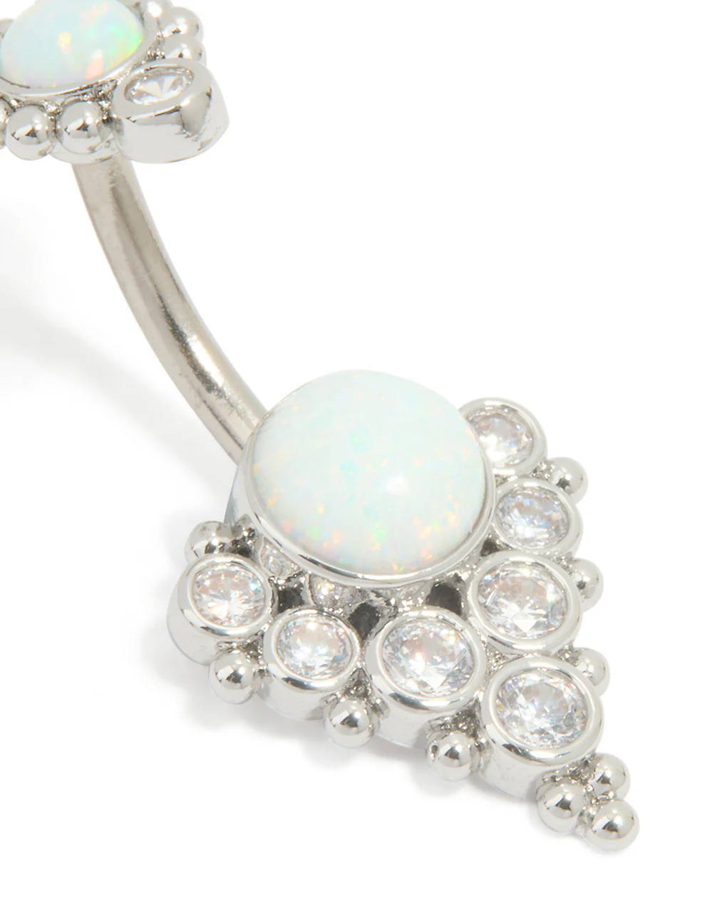Titanium White Opal Cubic Zirconia Belly Bar - Image 2