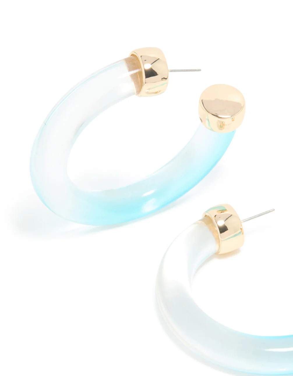 Translucent & Light Blue Ombre Large Open Hoop Earrings - Image 4