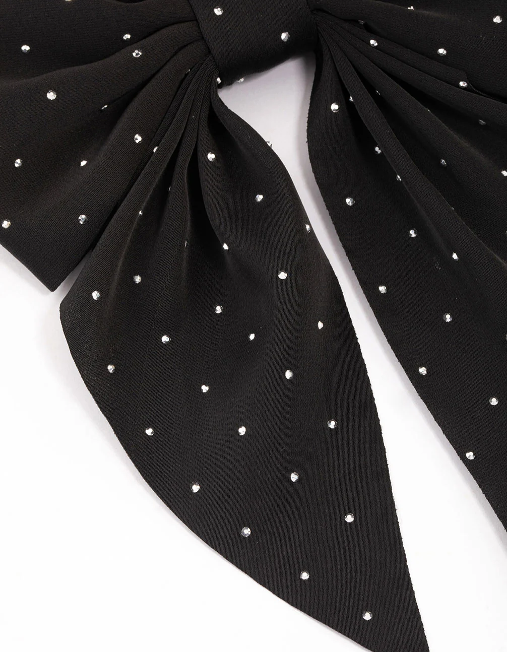Black Fabric Bow Diamante Hair Scrunchie - Image 3
