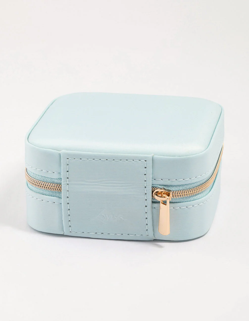 Light Blue PU Leather Compact Jewellery Case - Image 2