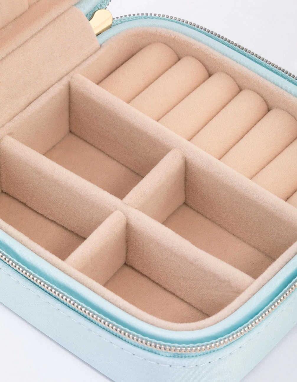 Light Blue PU Leather Compact Jewellery Case - Image 3