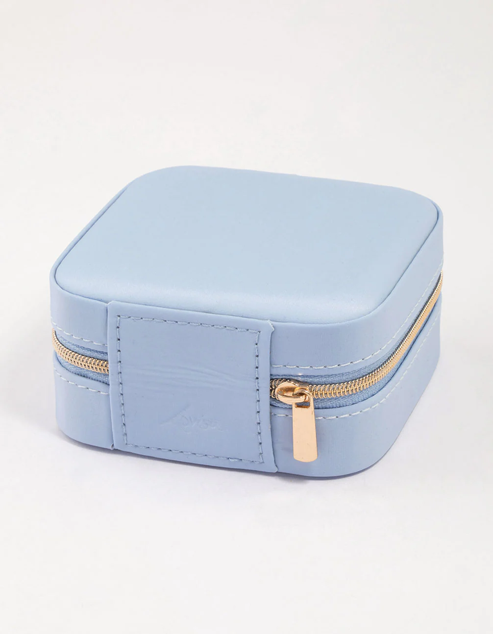 Blue Faux Leather Iridescent Square Jewellery Case - Image 2