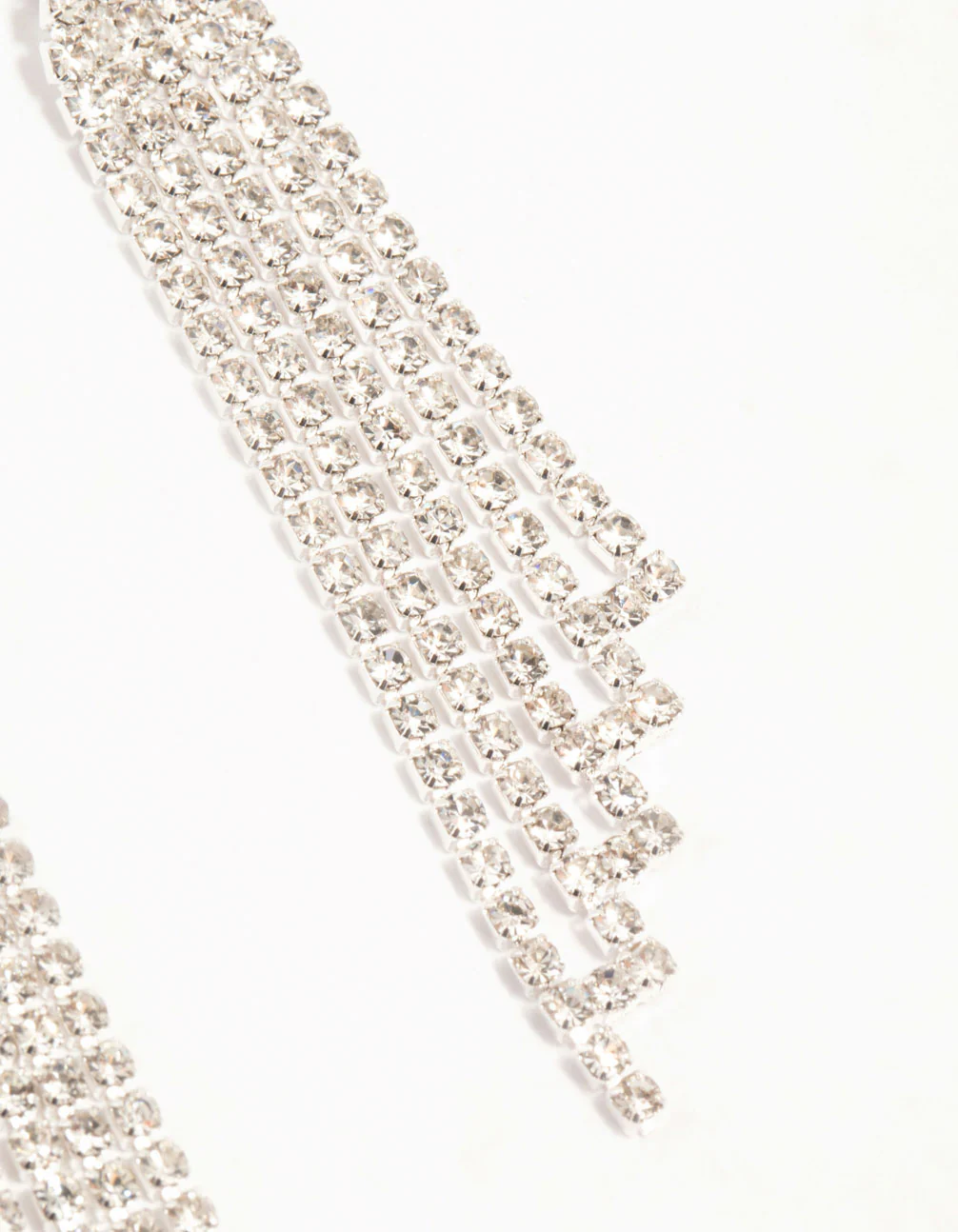 Twisted Diamante Cup Chain Drop Silver Earrings - Image 3