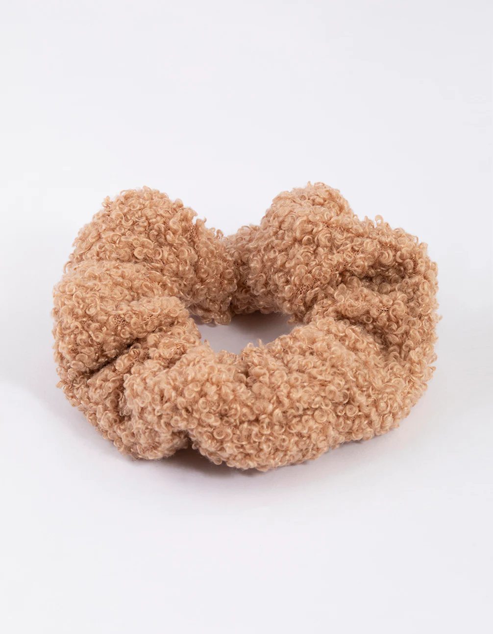Beige Teddy Material Hair Scrunchie - Image 2