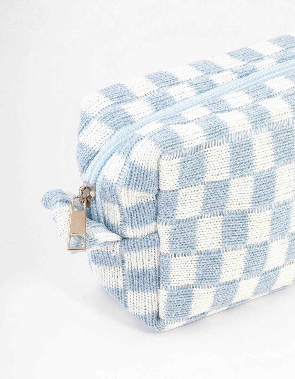 Blue Checkered Cosmetic Case - Image 2