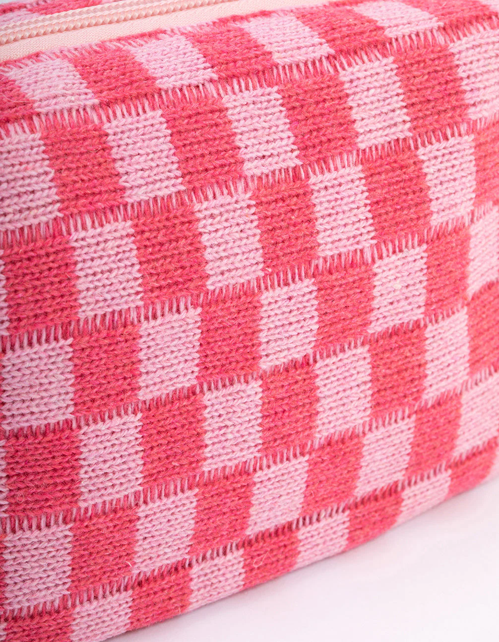 Blush Checkered Cosmetic Case - Image 3