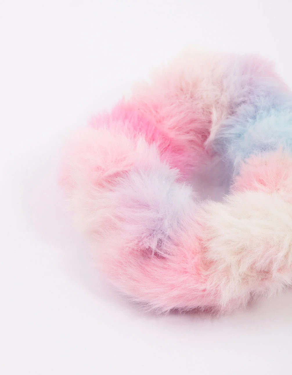 Bright Fluffy Rainbow Hair Scrunchie - Image 2