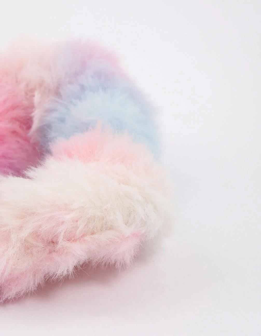Bright Fluffy Rainbow Hair Scrunchie - Image 3