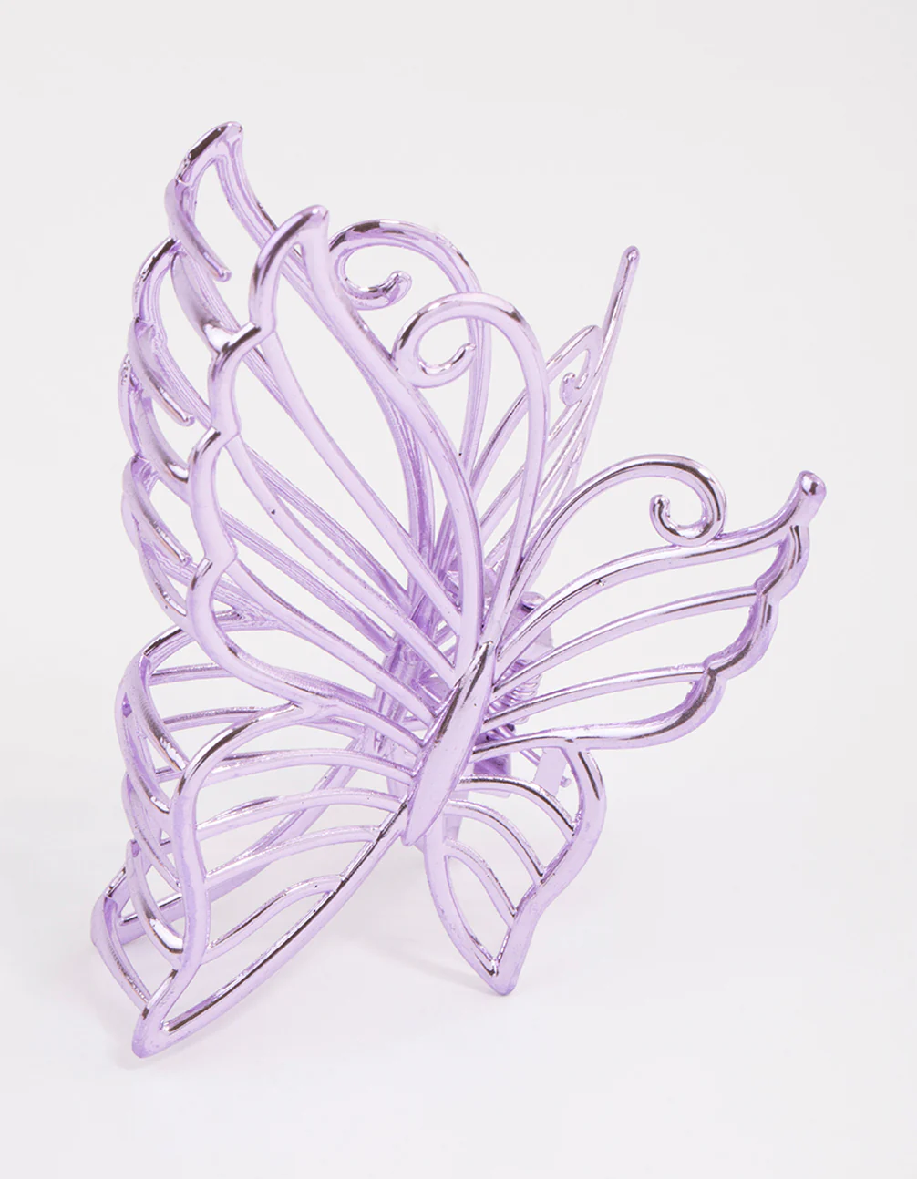 Coated Lilac Detailed Butterfly Hair Claw Clip - Image 3