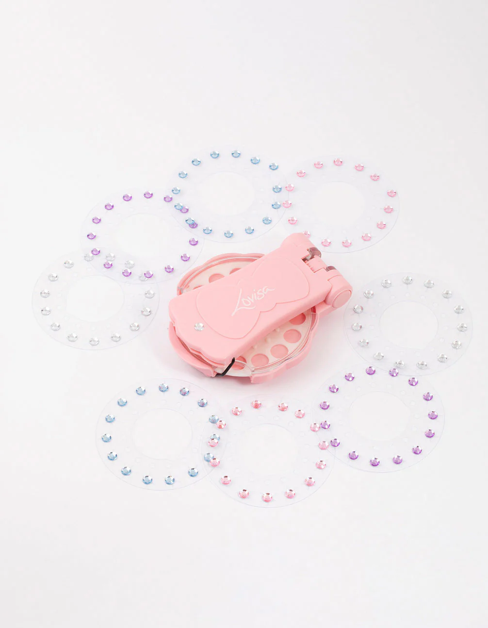 Light Pink Hair Bedazzle Set - Hair Gem Stamper Machine & Refill 10-Pack - Image 2
