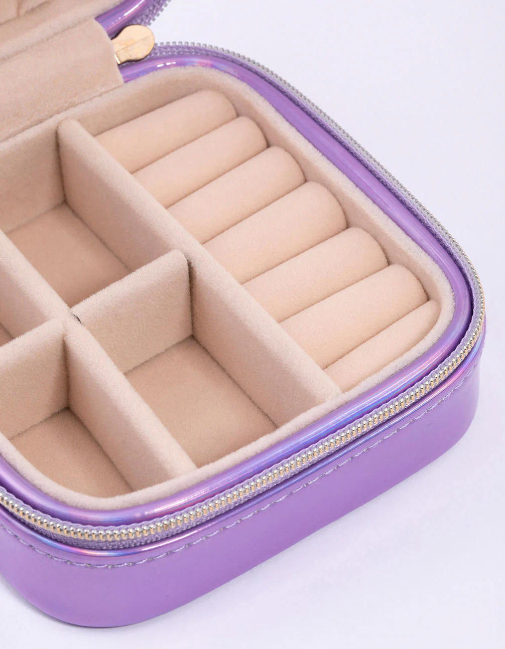 Lilac Holographic Faux Leather Jewellery Box - Image 2