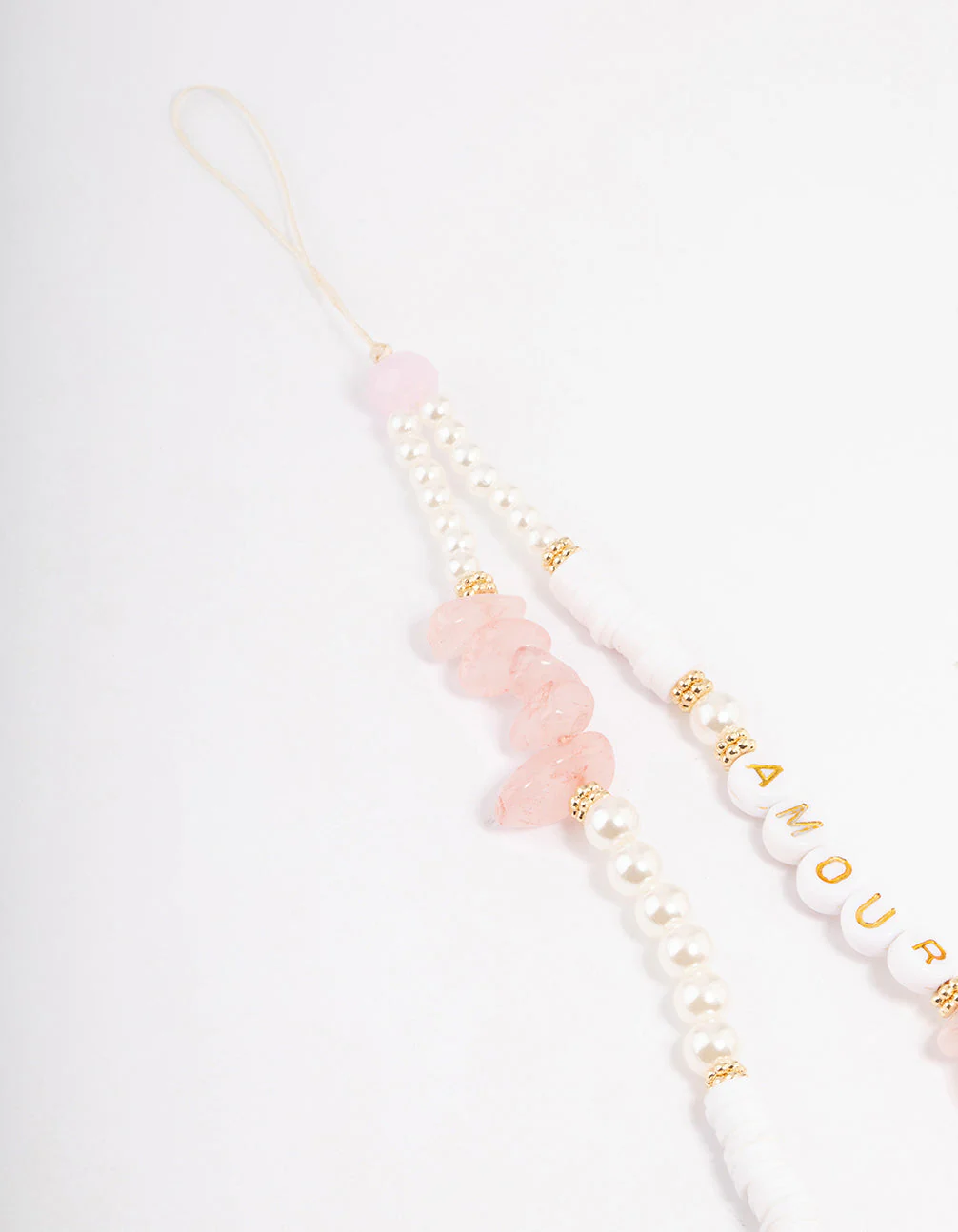 Mixed Bead & Rose Quartz Phone Strap - Image 3