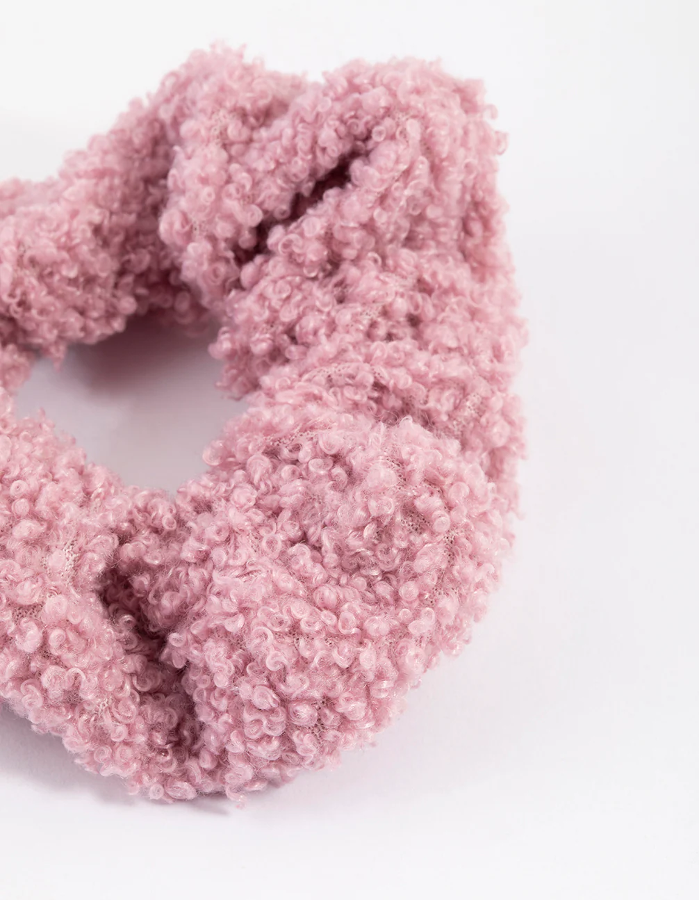 Pink Teddy Material Hair Scrunchie - Image 2