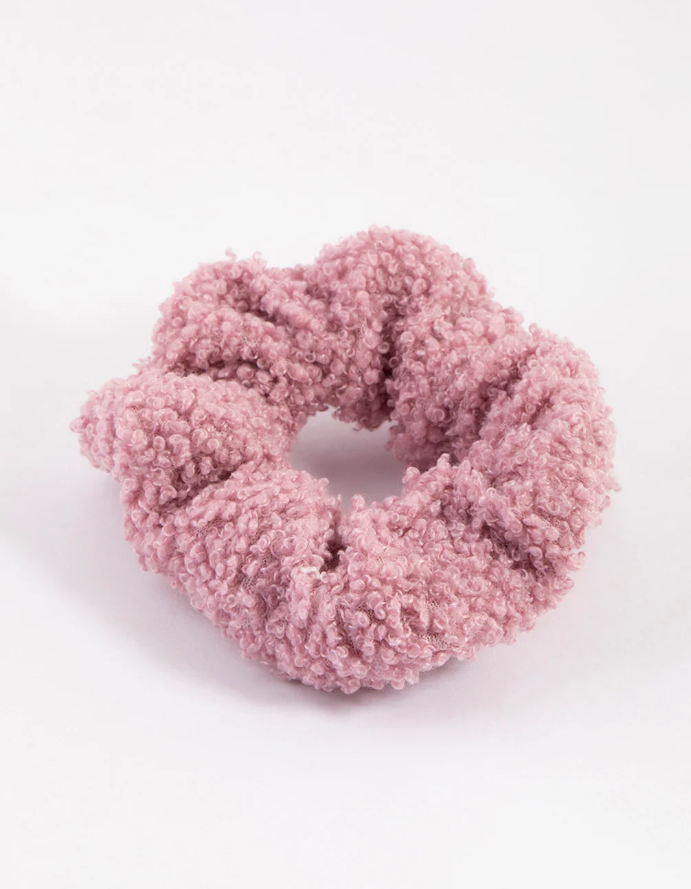 Pink Teddy Material Hair Scrunchie - Image 3