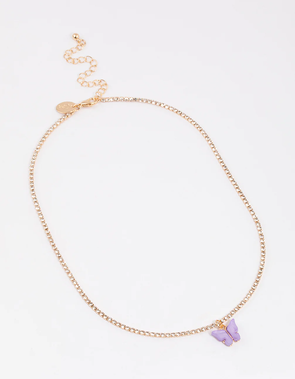 Purple Diamante Cup Chain Butterfly Necklace - Image 2