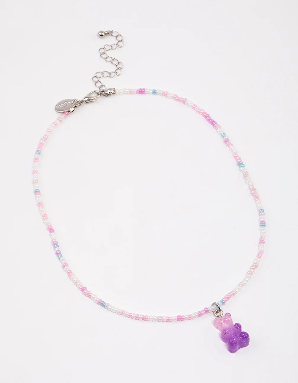 Pastel Sandblast Teddy Bear Charm Necklace - Image 2