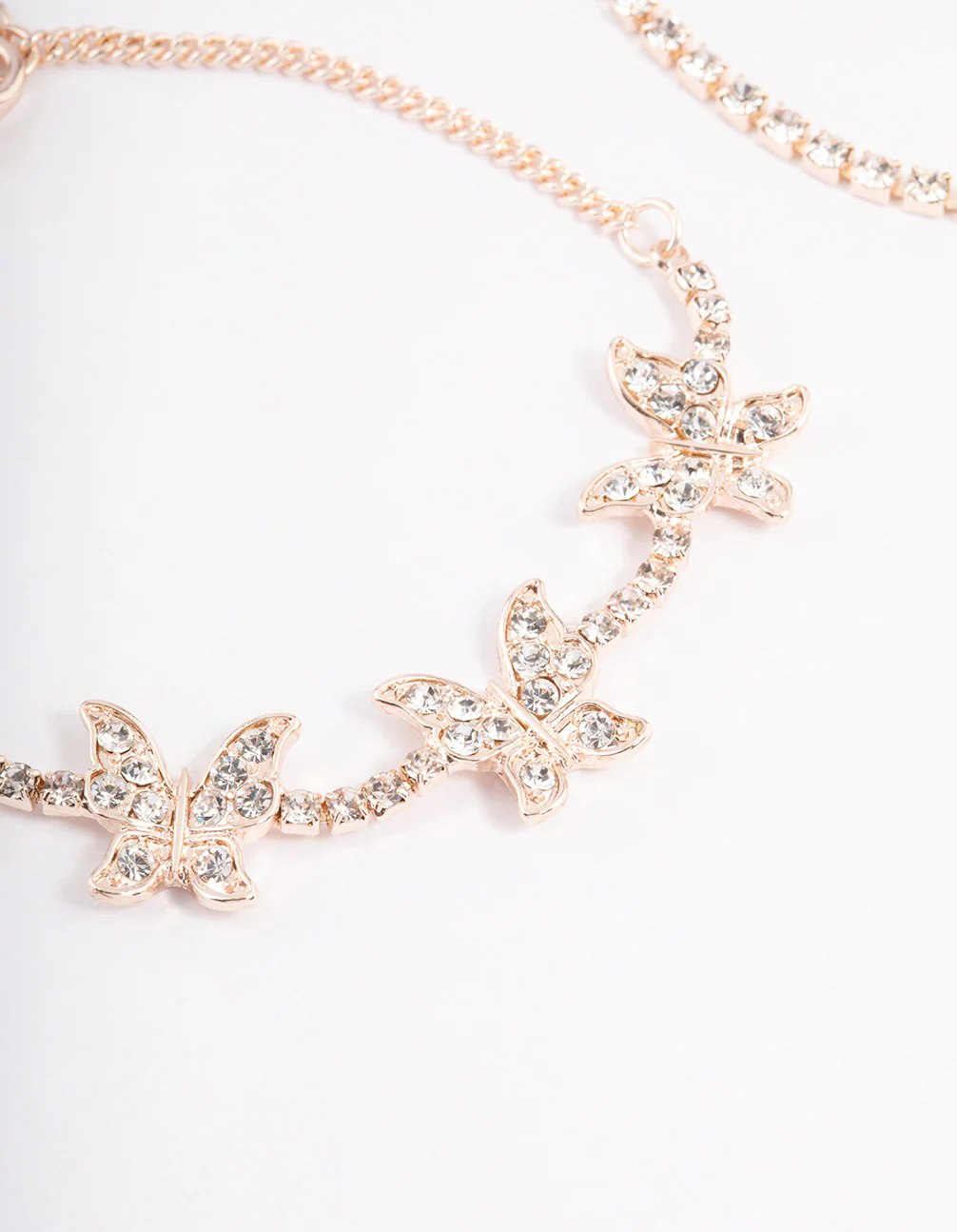 Rose Gold Diamante & Butterfly Bracelet Pack - Image 2