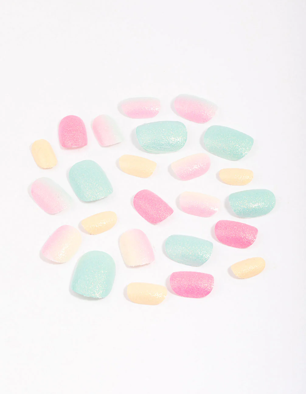 Tweens Rainbow Pastel Glitter Press On Nails - Image 2