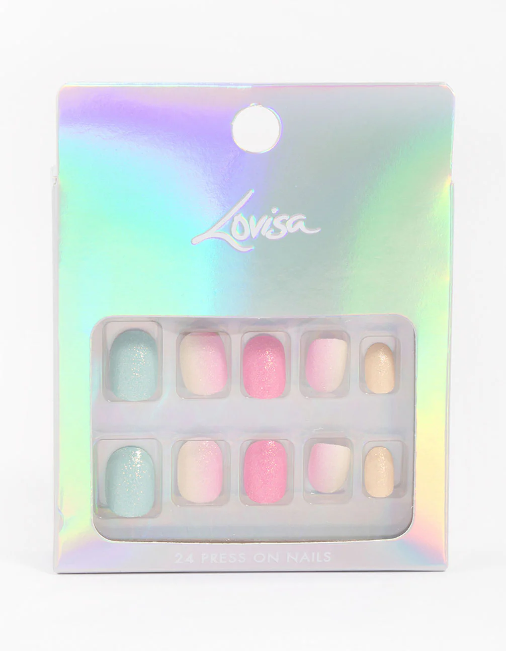 Tweens Rainbow Pastel Glitter Press On Nails - Image 3