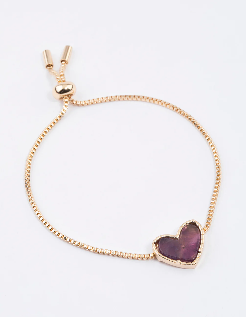 Gold Amethyst Heart Toggle Bracelet - Image 2