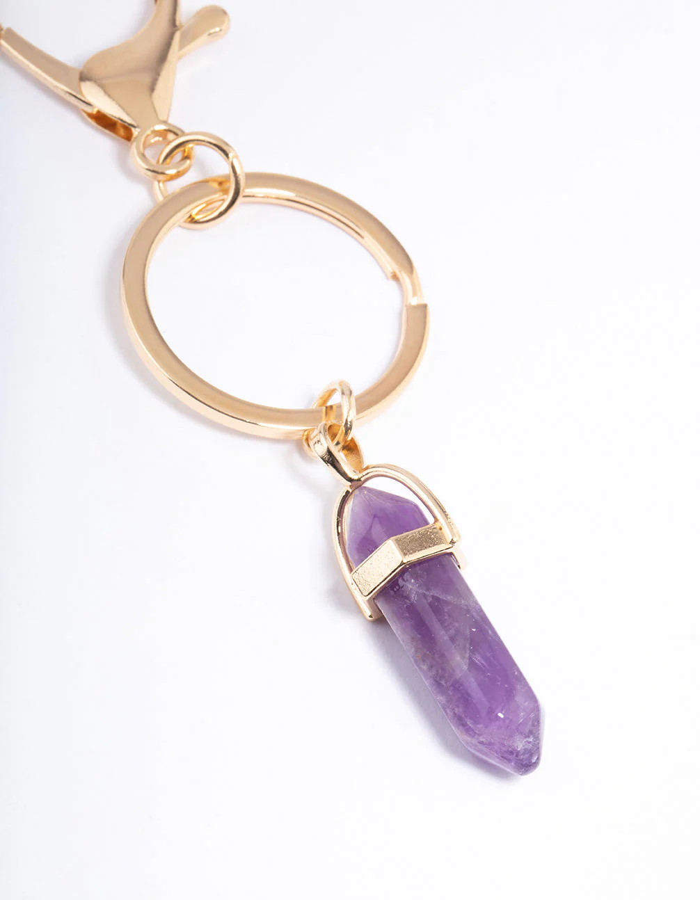 Gold Amethyst Stone Key Ring - Image 2