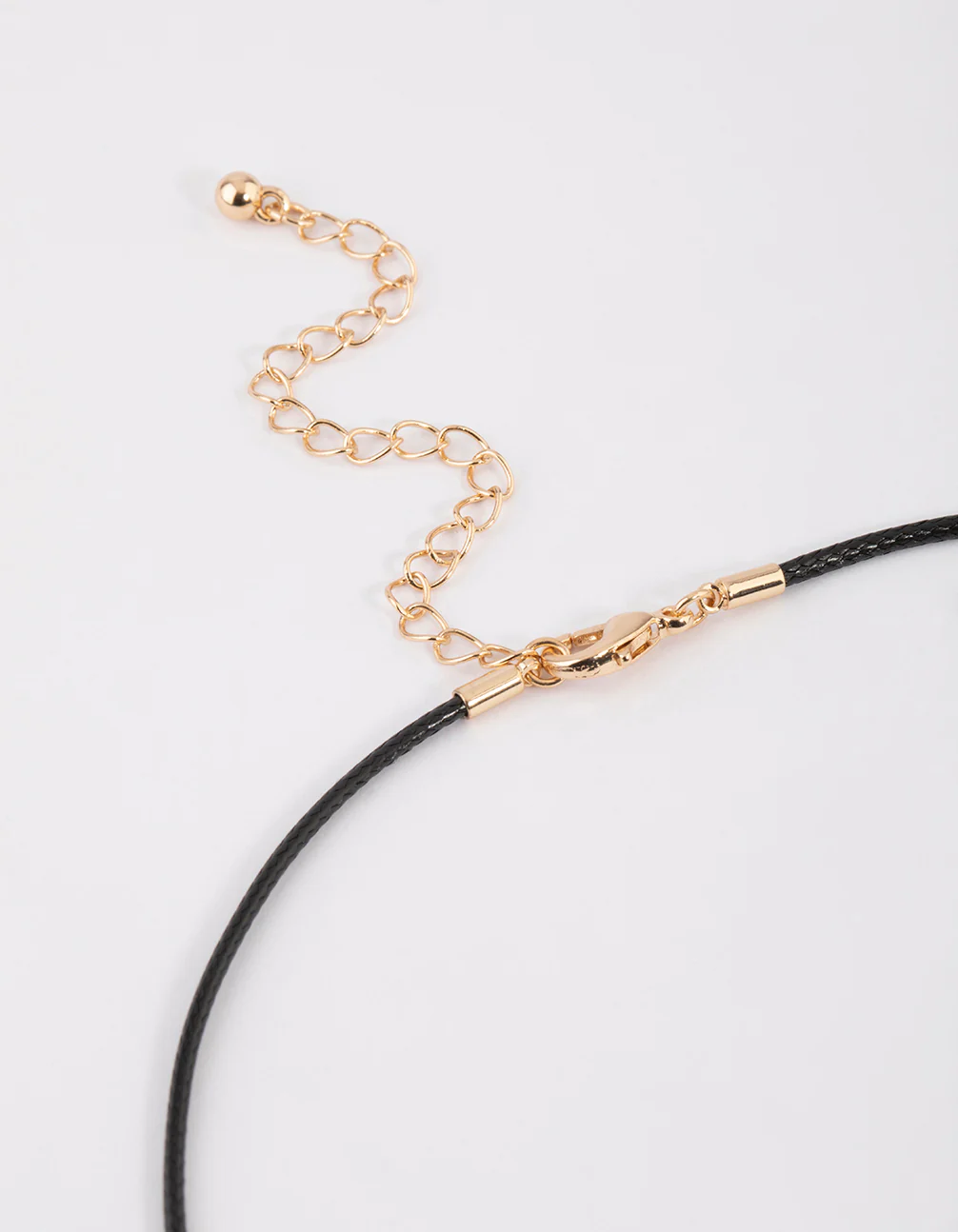 Pearl Pendant Gold Black Cord Necklace - Image 3