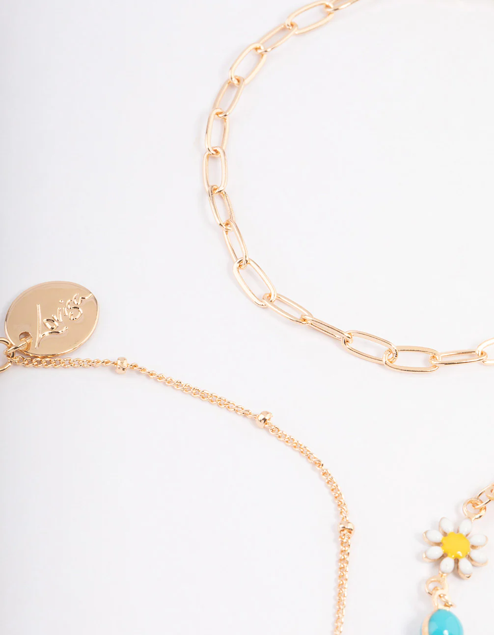 Gold Colourful Daisy & Chain Bracelet Pack - Image 3