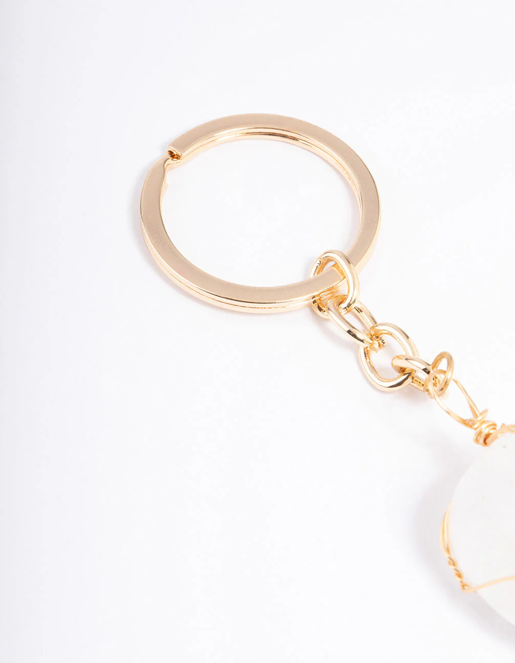 Gold Clear Quartz Semi-Precious Key Ring - Image 3
