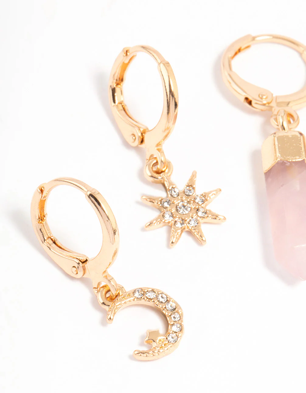 Gold Celestial & Rose Quartz Earrings Pack - Image 2