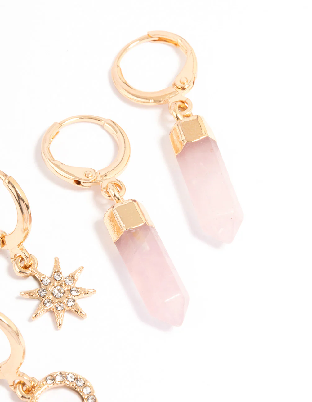 Gold Celestial & Rose Quartz Earrings Pack - Image 3