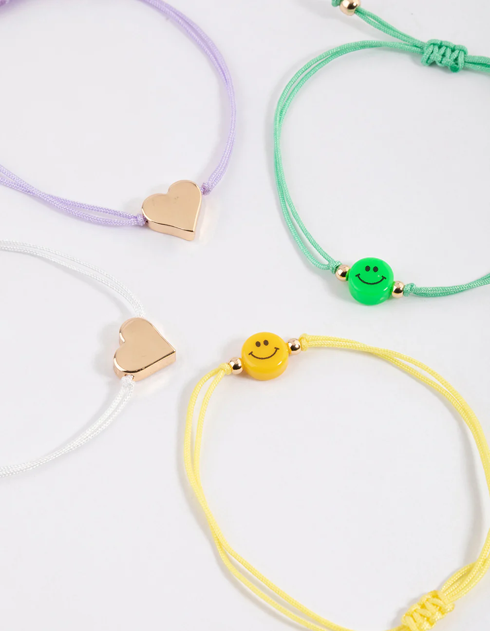 Gold Cord Heart & Smiley Bracelet 4-Pack - Image 2