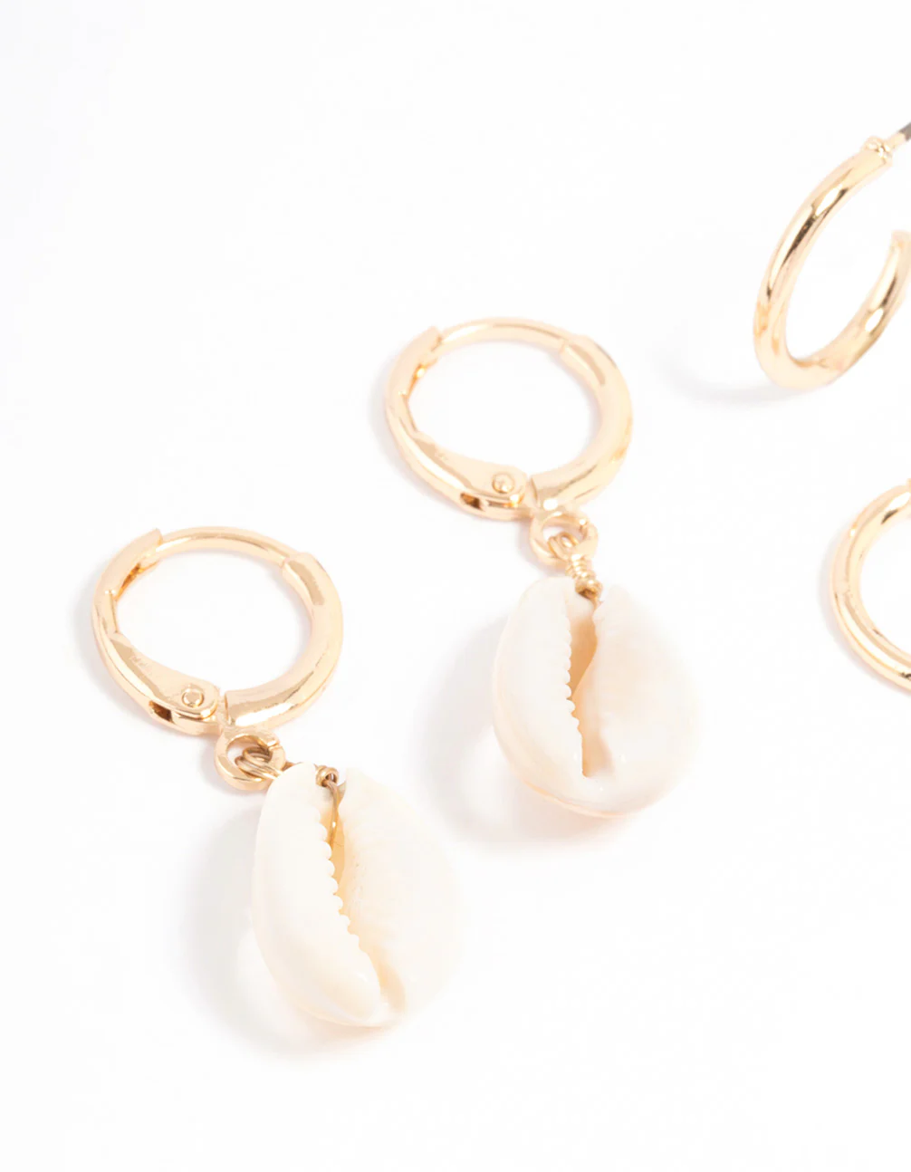 Gold Cowrie Shell & Hoop Earrings Pack - Image 2