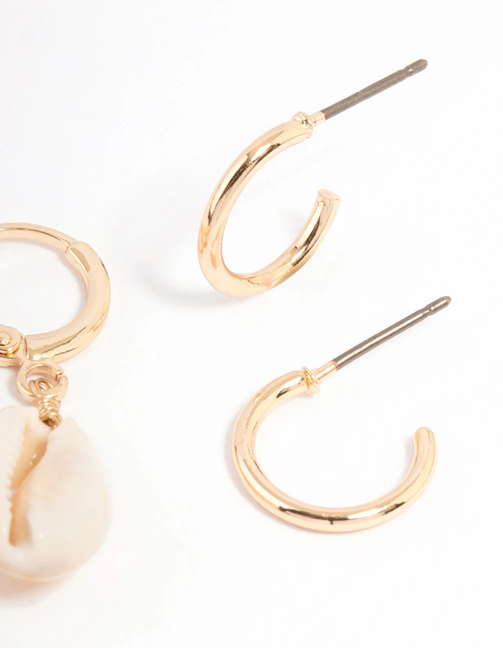 Gold Cowrie Shell & Hoop Earrings Pack - Image 3