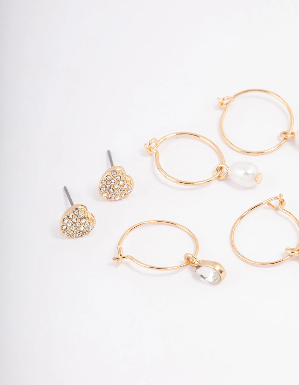 Gold Diamante Charm & Pearl Earrings 6-Pack - Image 2