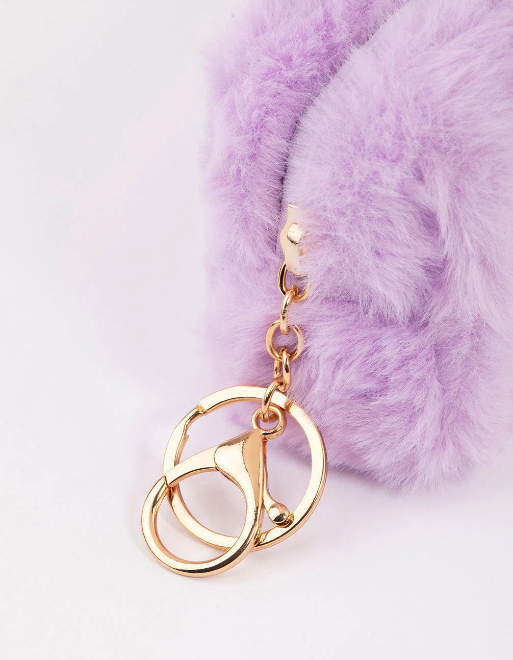 Lilac Fluffy Key Ring Pouch - Image 2
