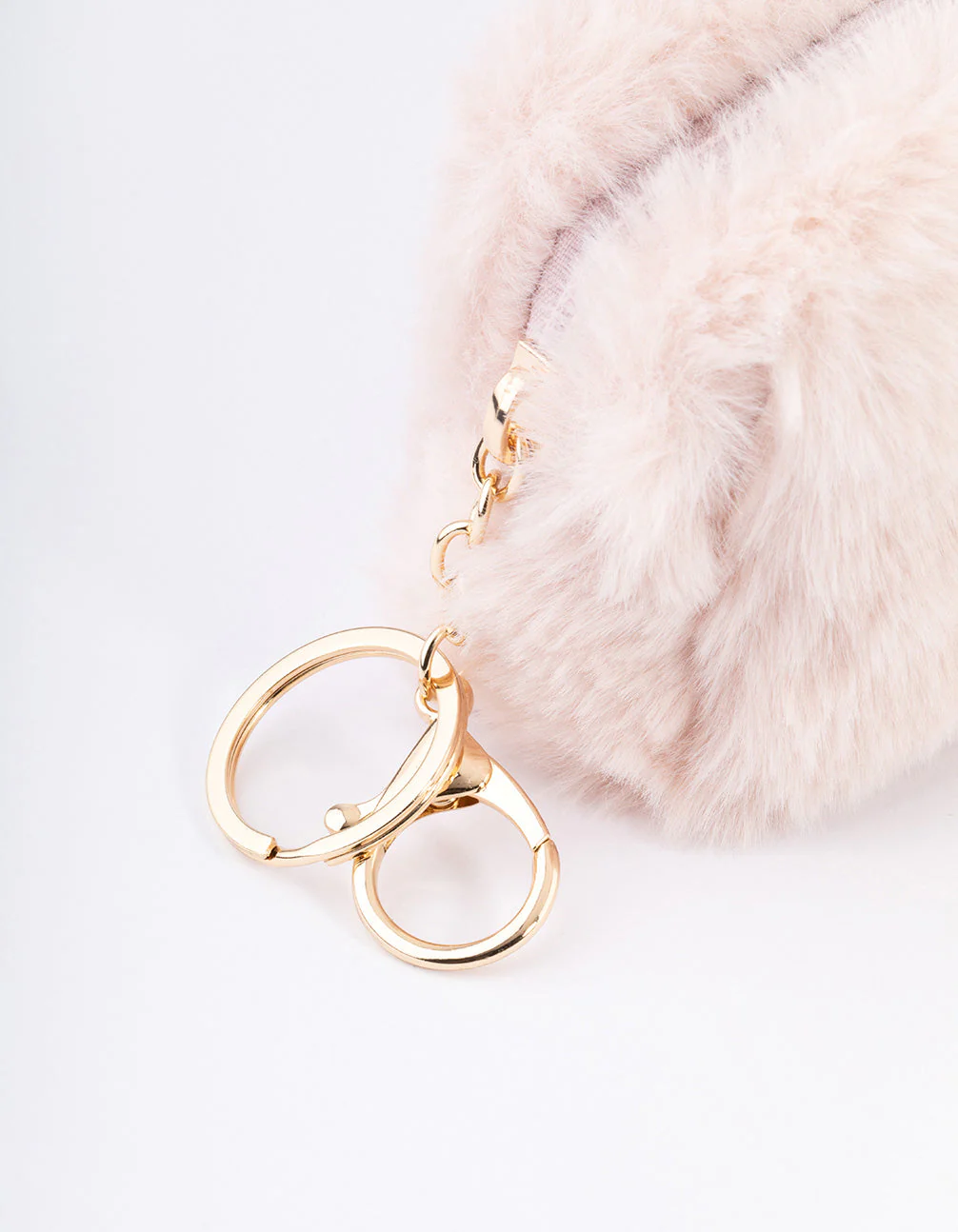 Gold Pink Fluffy Key Ring & Pouch - Image 2