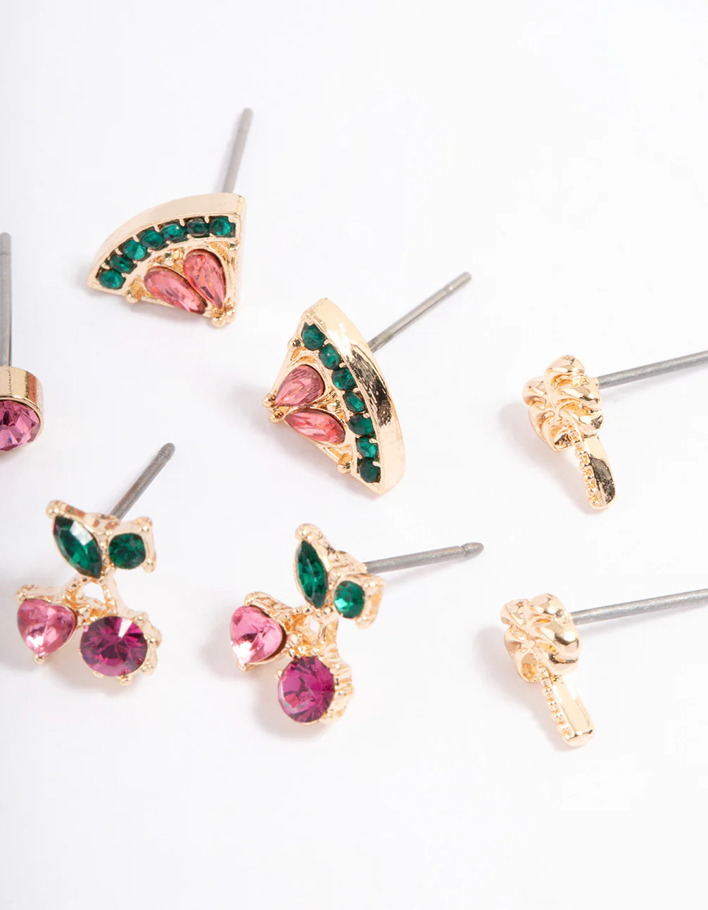 Pink Fruity Stud Earrings 4-Pack - Image 3