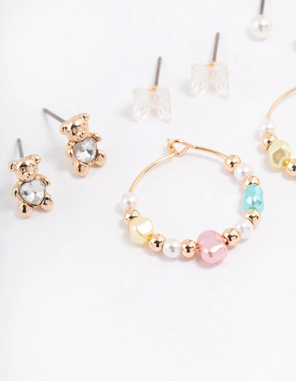 Gold Pastel Beaded Earrings 6-Pack - Image 2