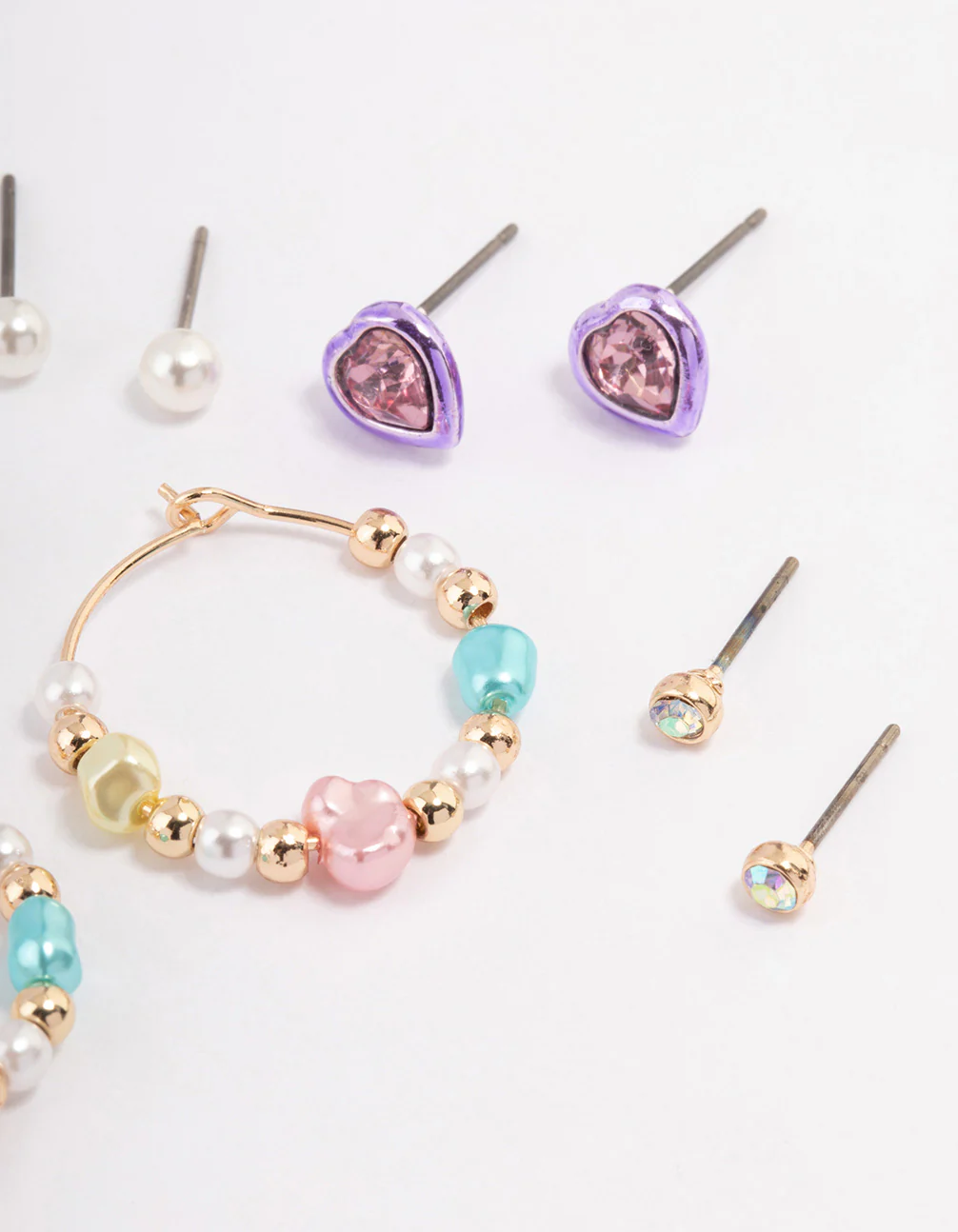 Gold Pastel Beaded Earrings 6-Pack - Image 3