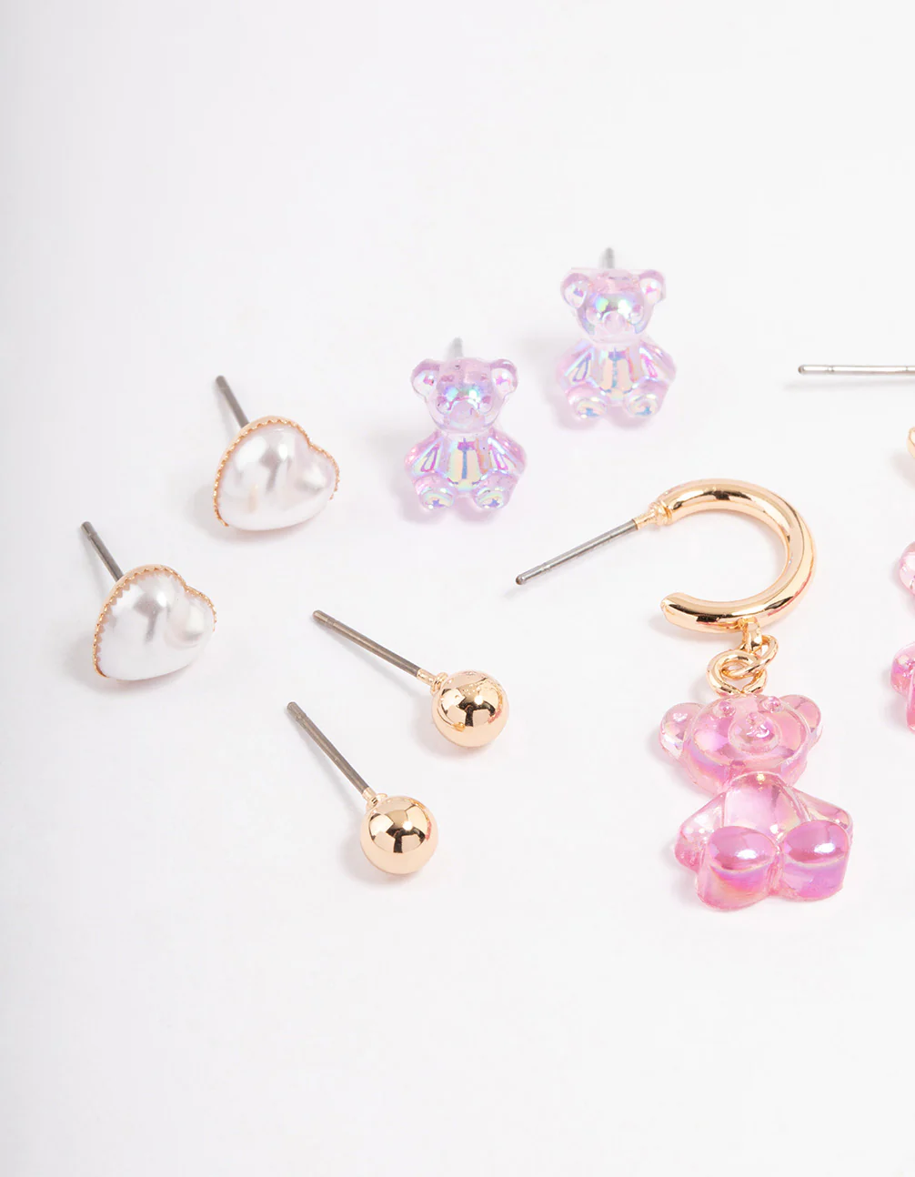 Gold Pastel Cute Love Earrings 6-Pack - Image 2