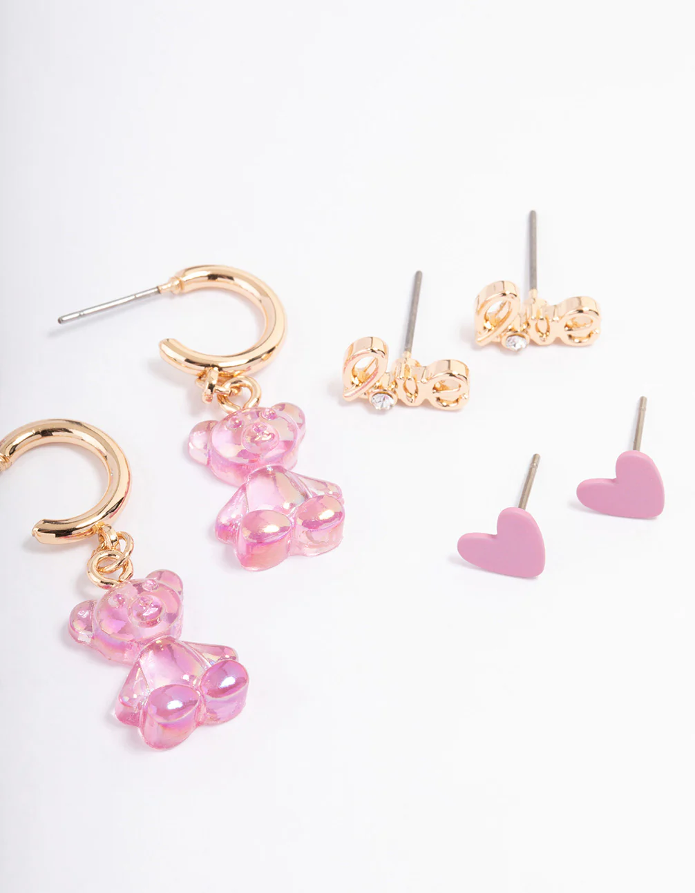 Gold Pastel Cute Love Earrings 6-Pack - Image 3