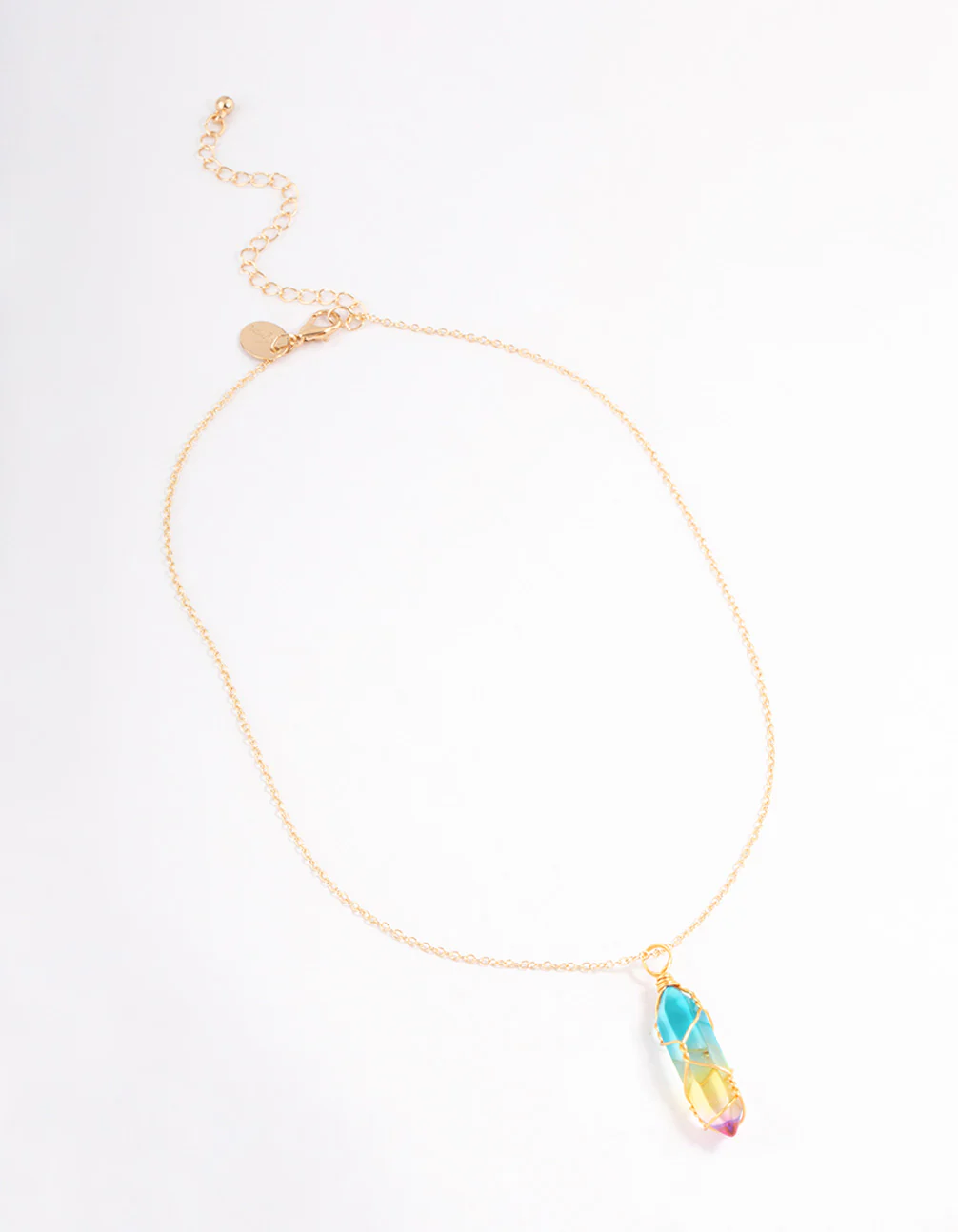 Gold Rainbow Crystal Necklace - Image 2