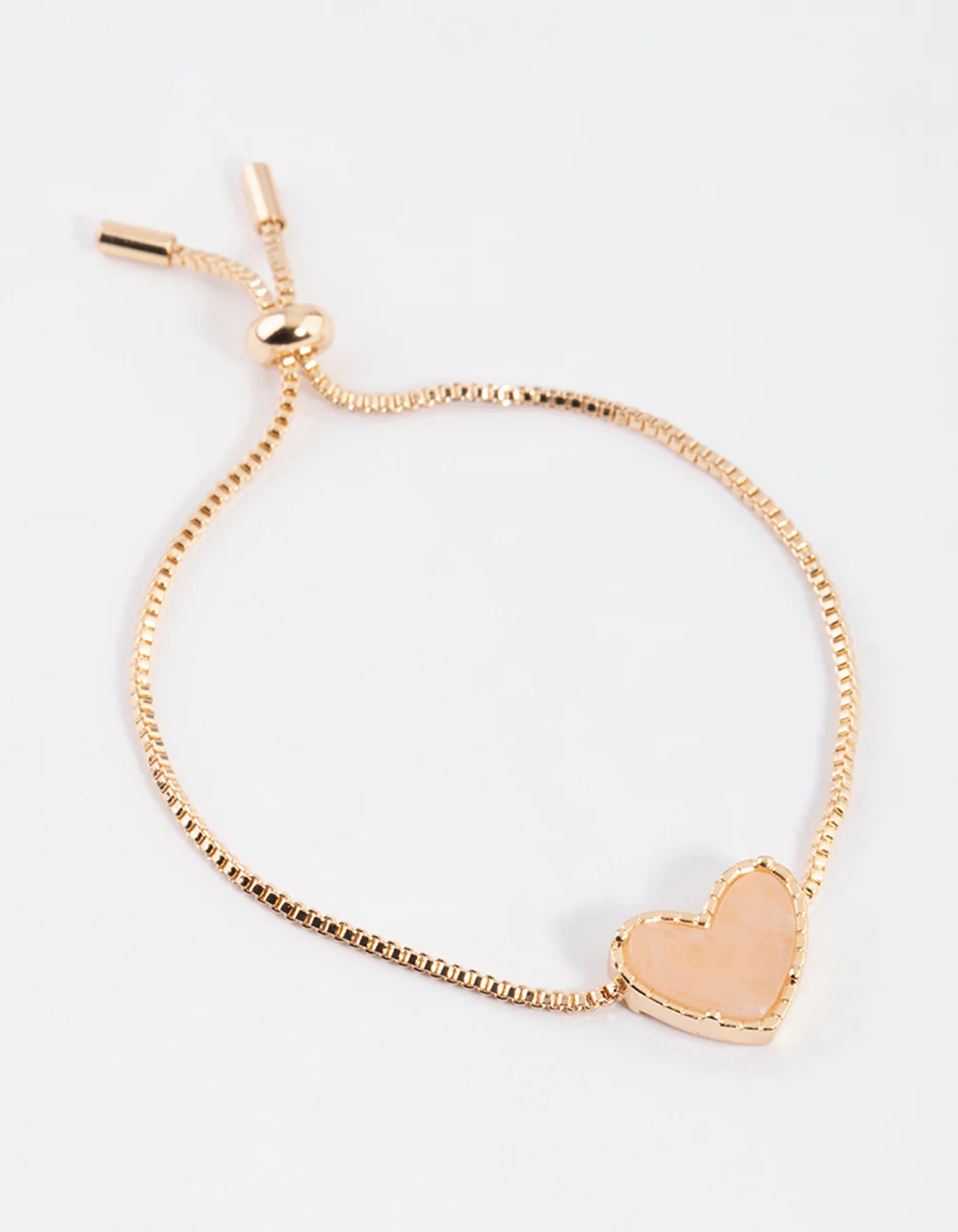 Gold Rose Quartz Heart Toggle Bracelet - Image 2