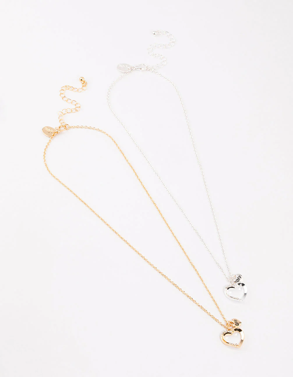 Gold & Silver Open Heart Bestie Necklace Pack - Image 2