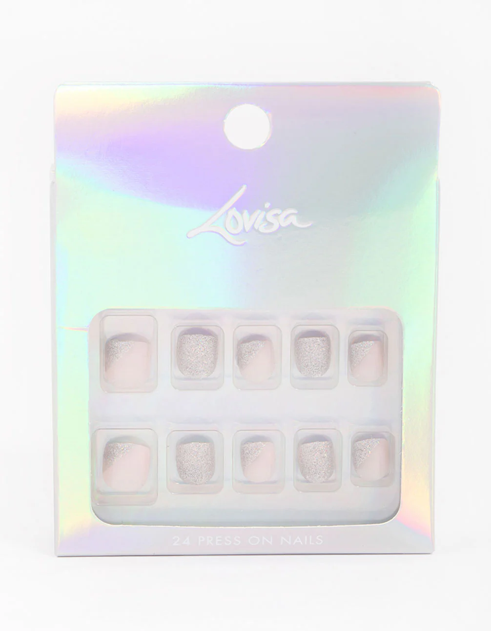 Tweens Silver Glitter & Blush Press On Nails - Image 3