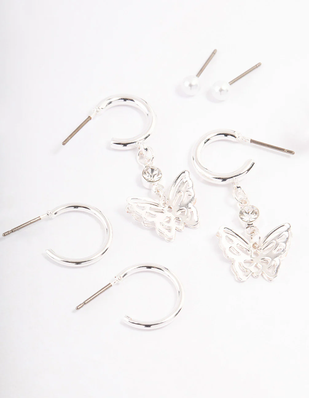 Silver Charm & Pearl Stud Earrings 6-Pack - Image 2