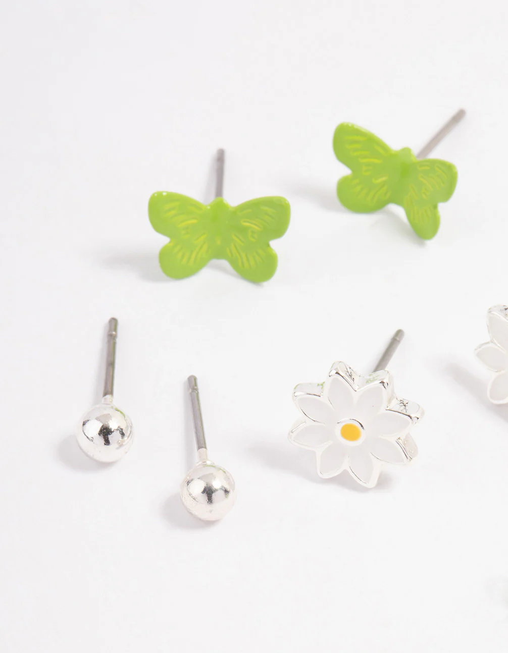 Silver Lime Diamante & Charm Earrings 4-Pack - Image 2